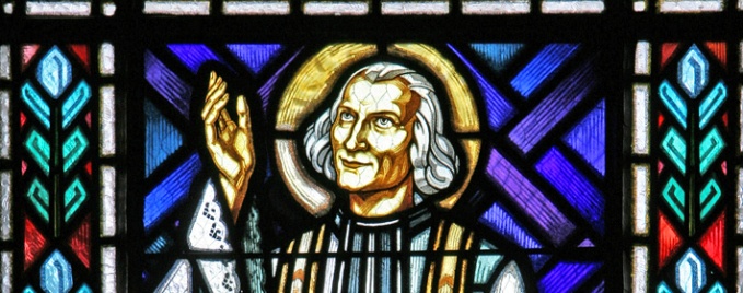 St. John Vianney stained glass - Church of Notre Dame de Malades - Vichy, France